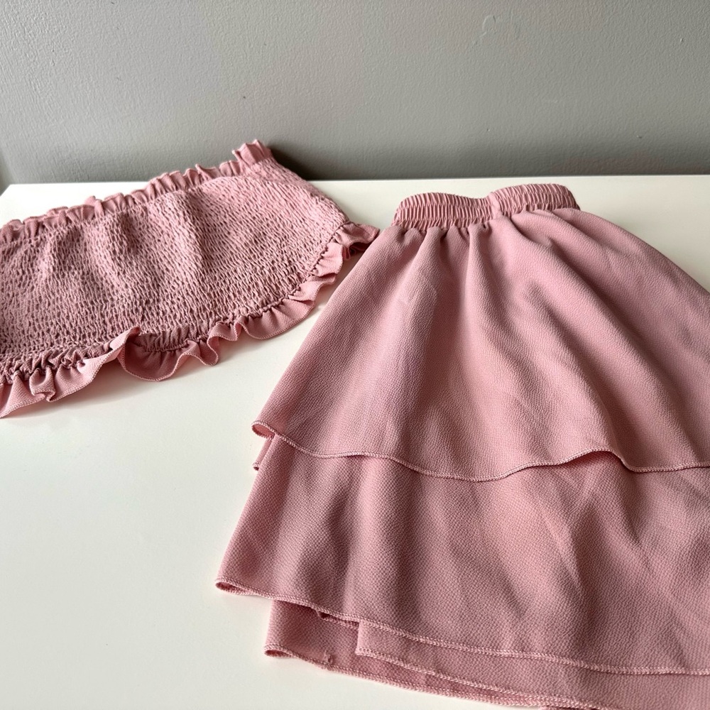 Elegant Pink Layered Skirt